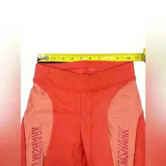 GYMSHARK Turbo Women Sport Leggings Orange Logo Stretch Capri Activewear Medium - Picture 6 of 8